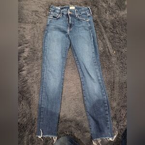 Mother Looker Ankle Fray Jeans Womens Size 26 Blue